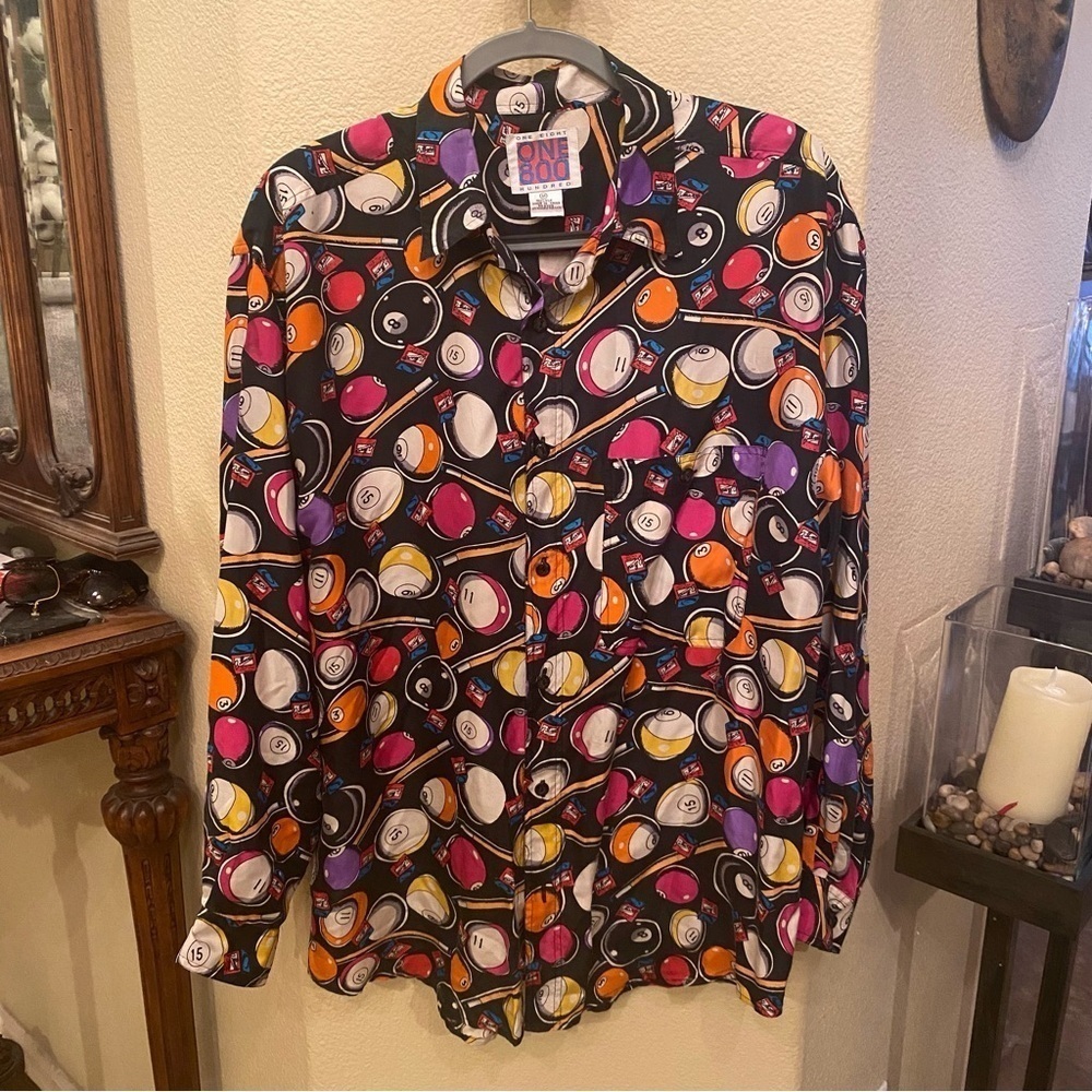 Vintage ONE EIGHT HUNDRED Multicolor 100% Silk Billiard Cue Balls Top-Medium